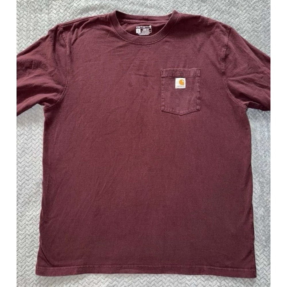 Carhartt Mens Burgundy Original Fit Long Sleeve Outdoor Casual Top Size‎ XL - Picture 2 of 9